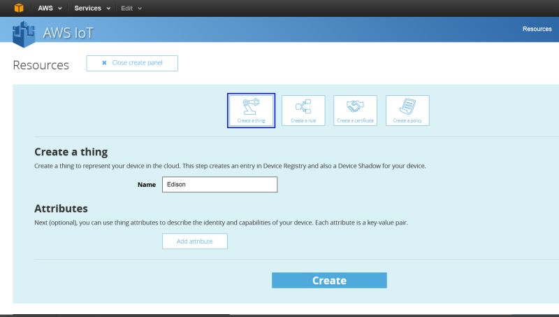Create and attach thing